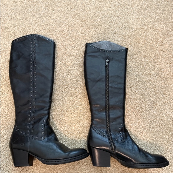 Born Kamryn Black Leather Knee-High Boots - Picture 6 of 10